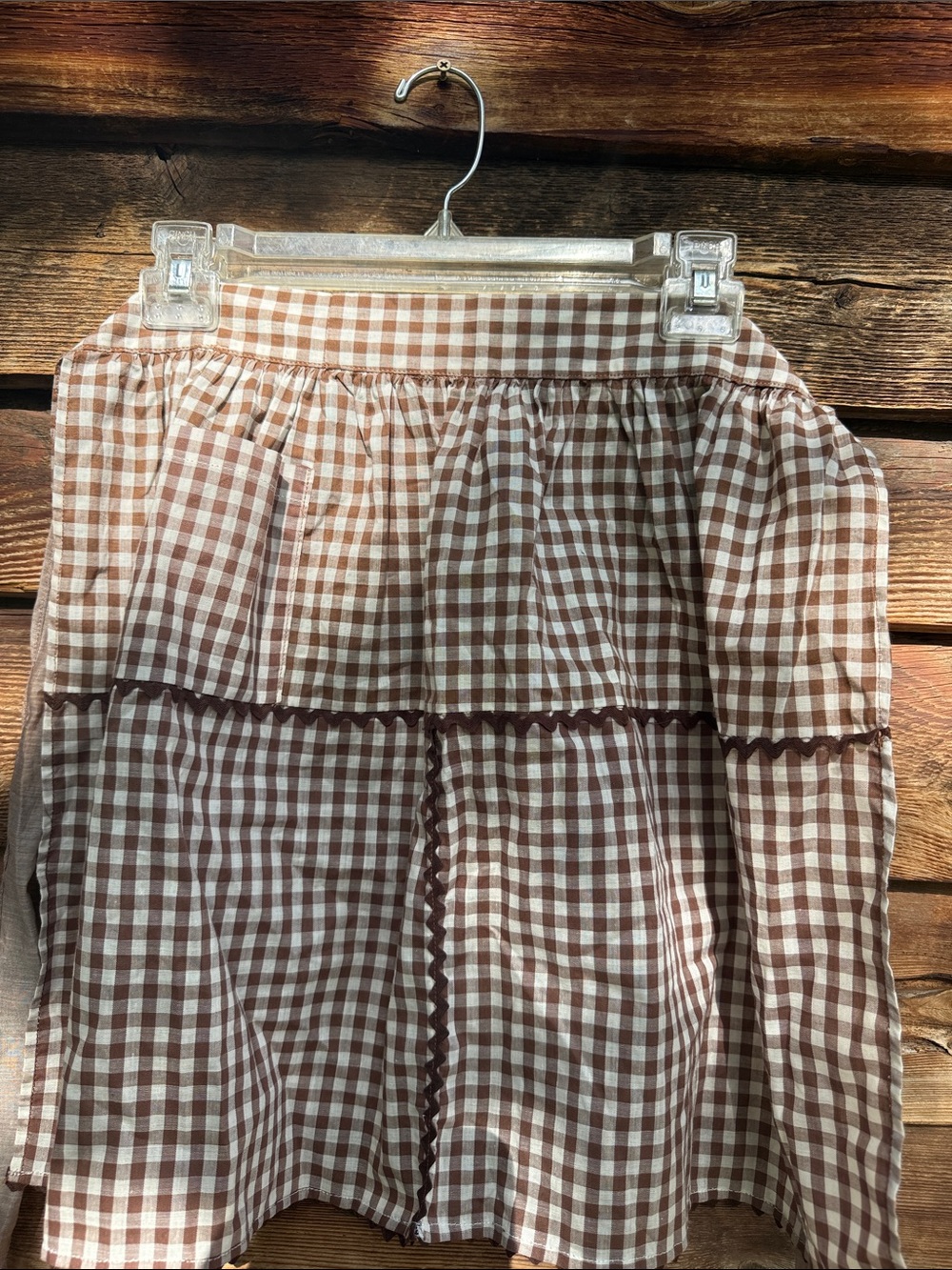 Vintage handmade apron with one pocket plaid - Picture 2 of 2